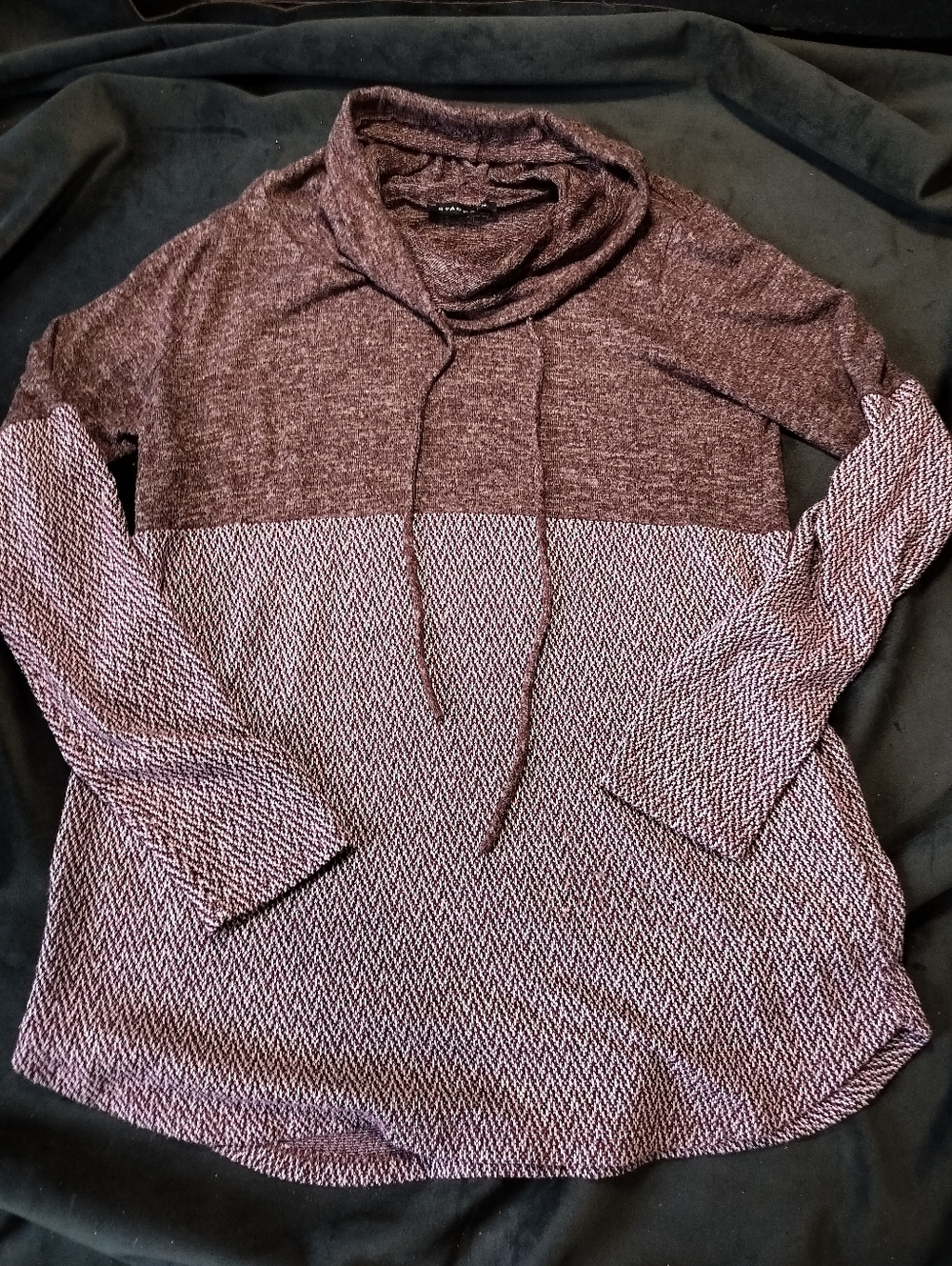 EUC Cozy Stacatto Marled Pink Cowl Neck Sweater with Chevron Block - Medium